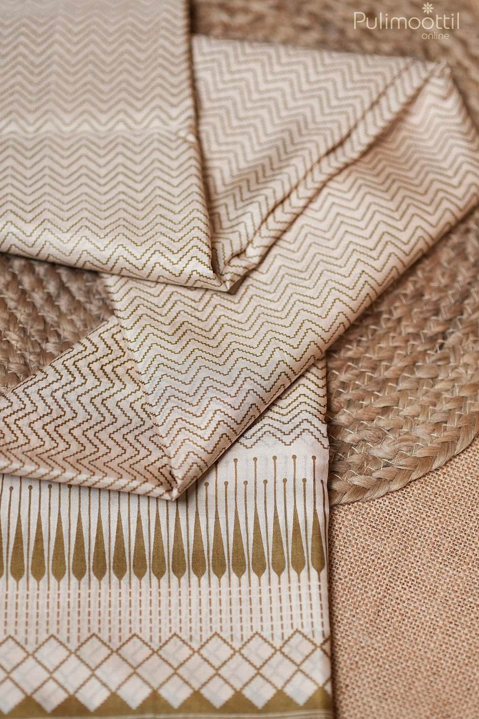Ivory Colour Pure Silk Saree