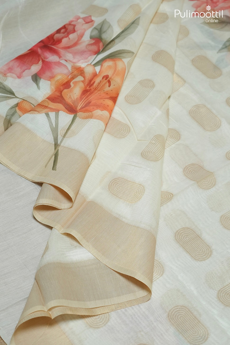 Off white color traditional fancy saree