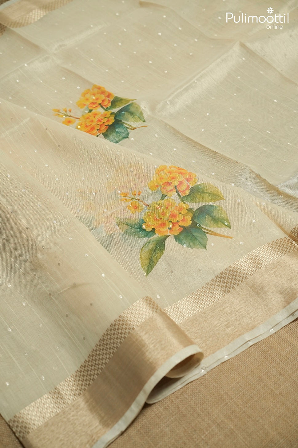 Golden tissue organza traditional saree