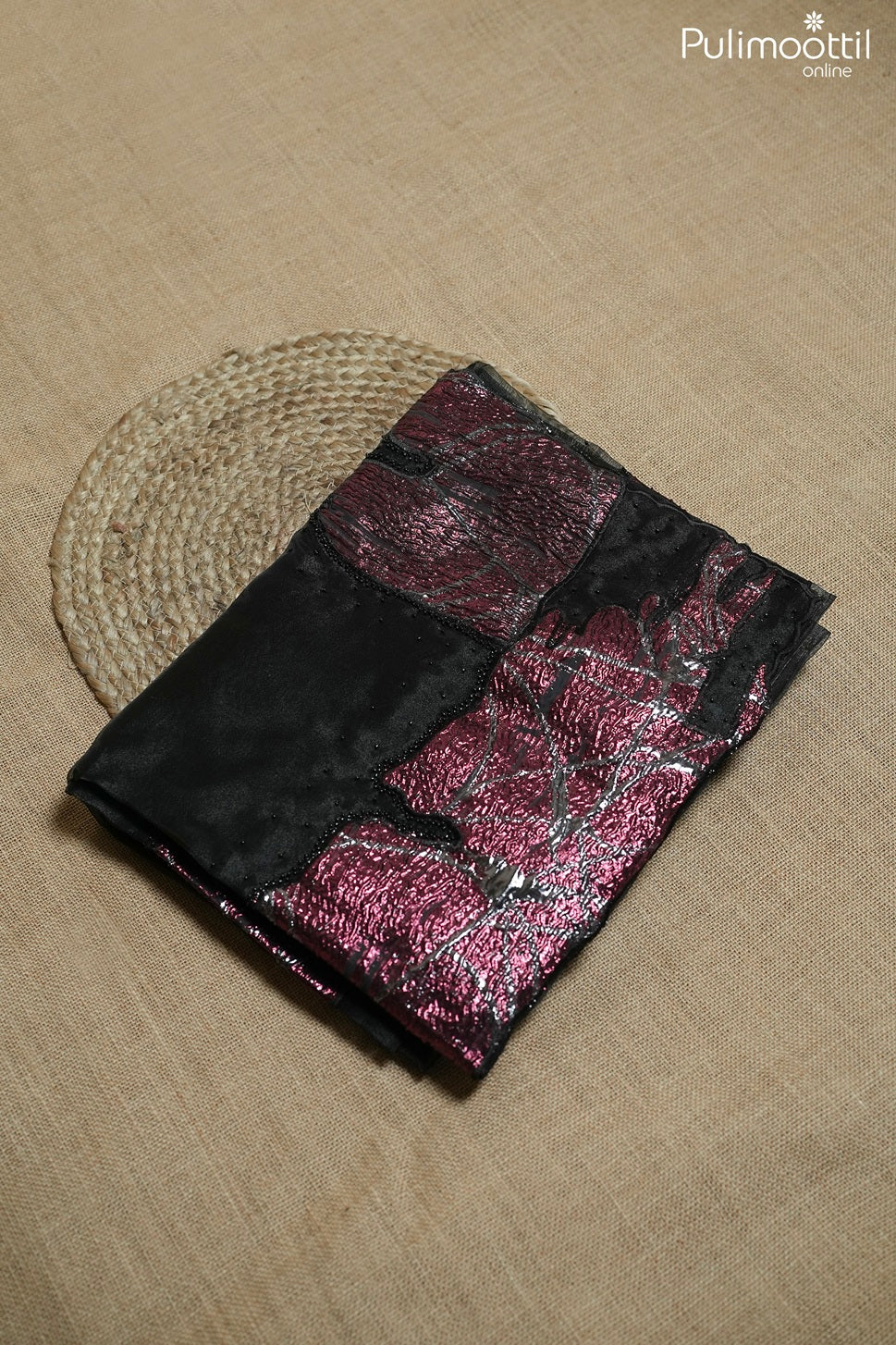 Black color organza fancy saree