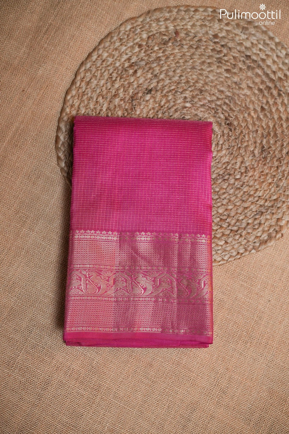 Rani pink color Kanchipuram designer saree