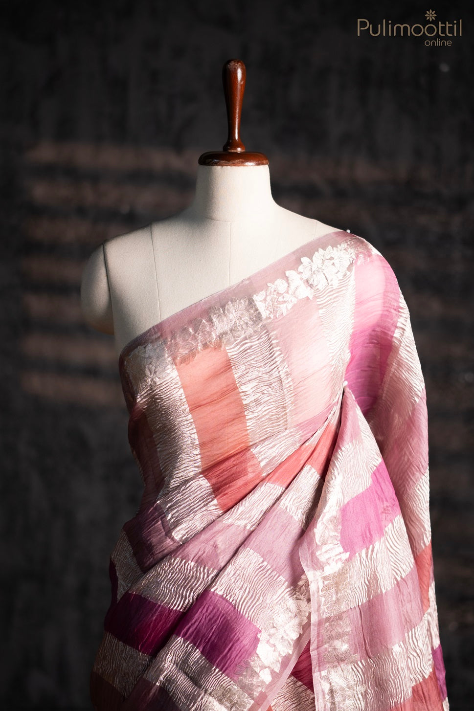 Multi colour fusion organza saree.