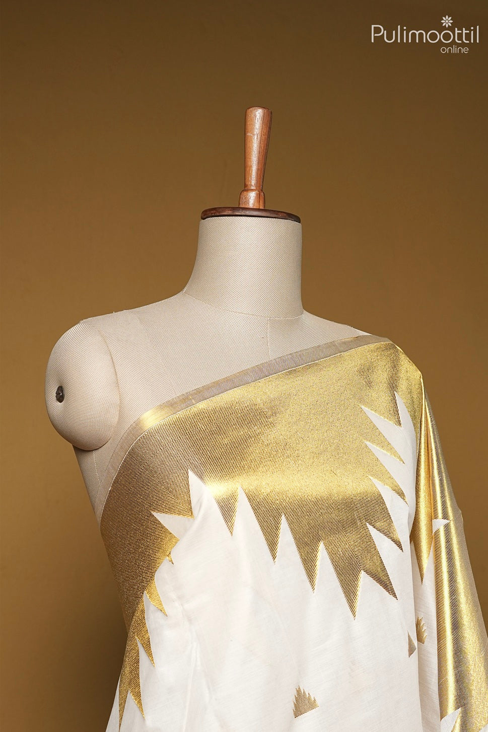 Kerala traditional golden tissue set saree