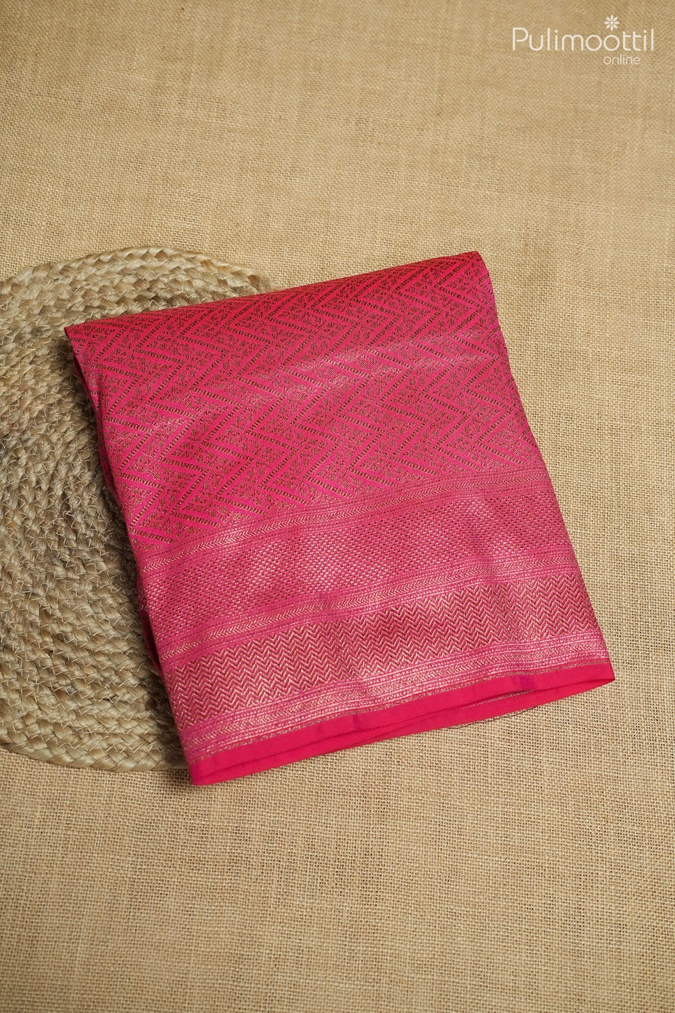 Rani pink color Banarasi saree