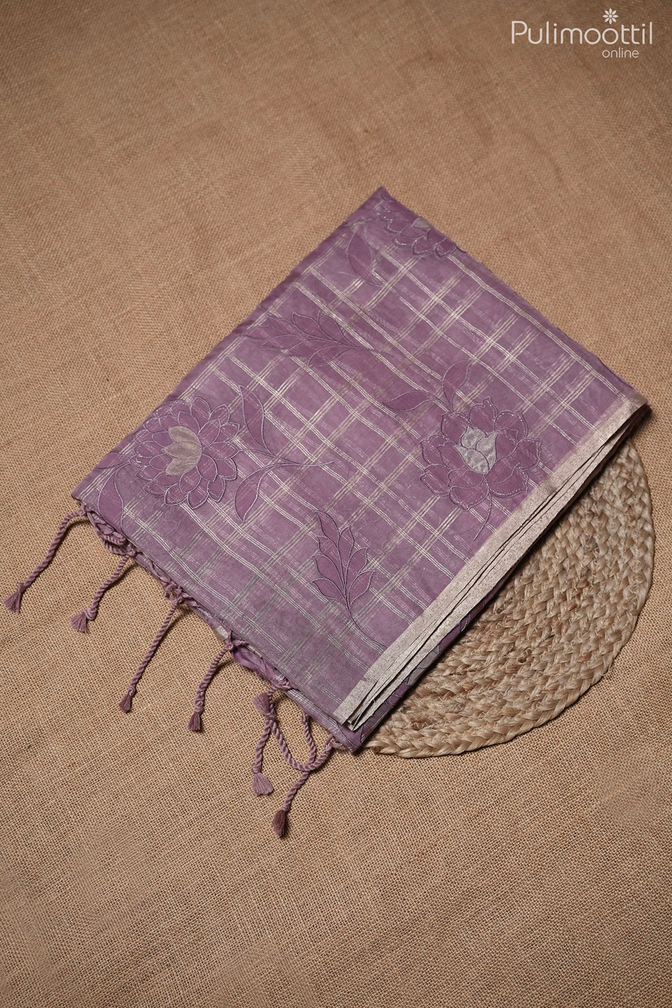 Lavender color organza saree