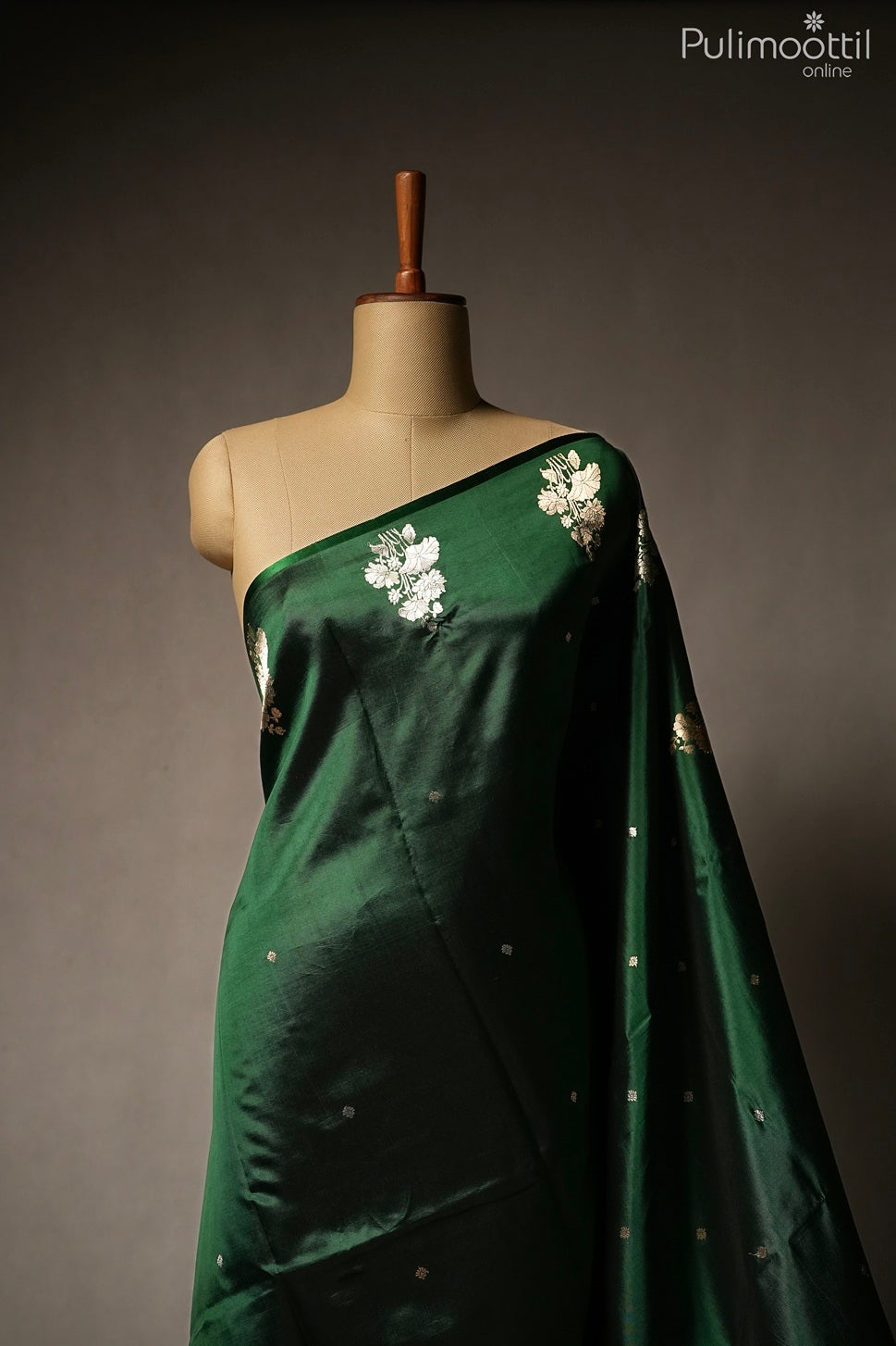 Bottle green color Mango silk saree
