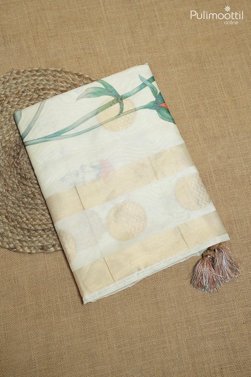 Off white color traditional fancy saree