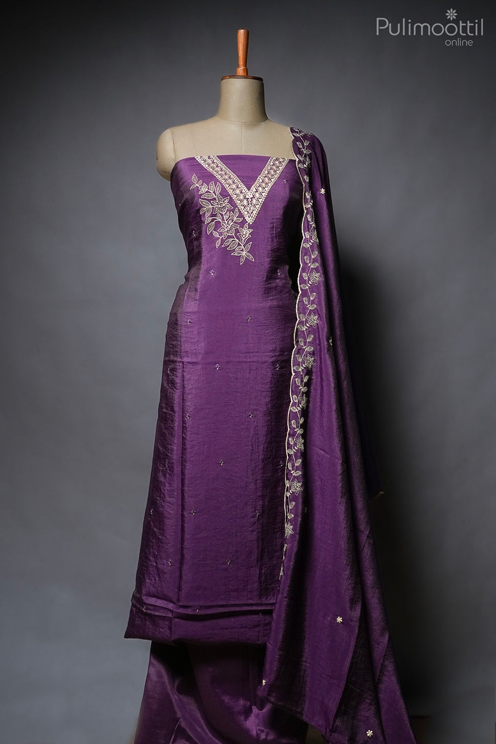 DARK VIOLET CHIFFON UNSTITCHED SALWAR SET