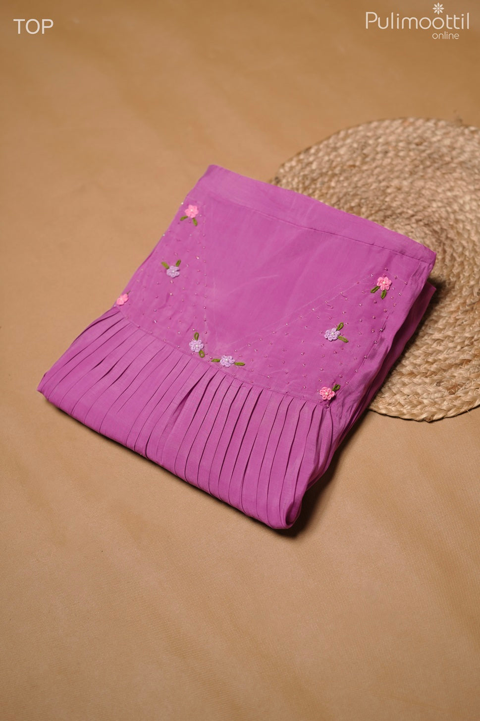Onion Pink Blended Chanderi Unstitched Salwar Set