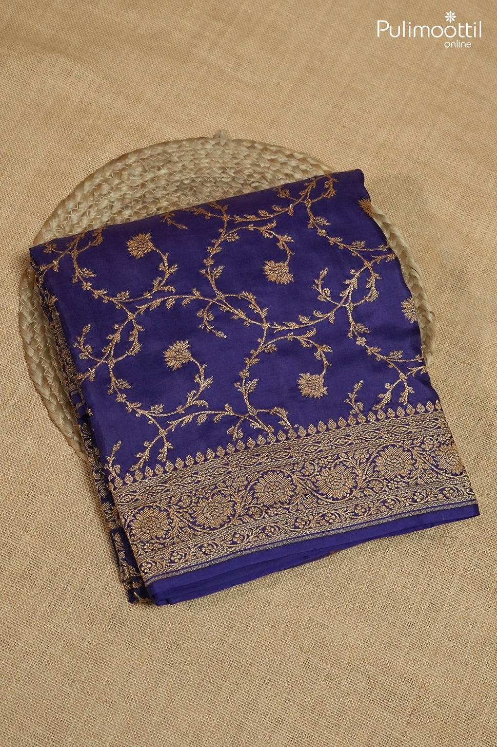 Deep indigo color Banarasi saree