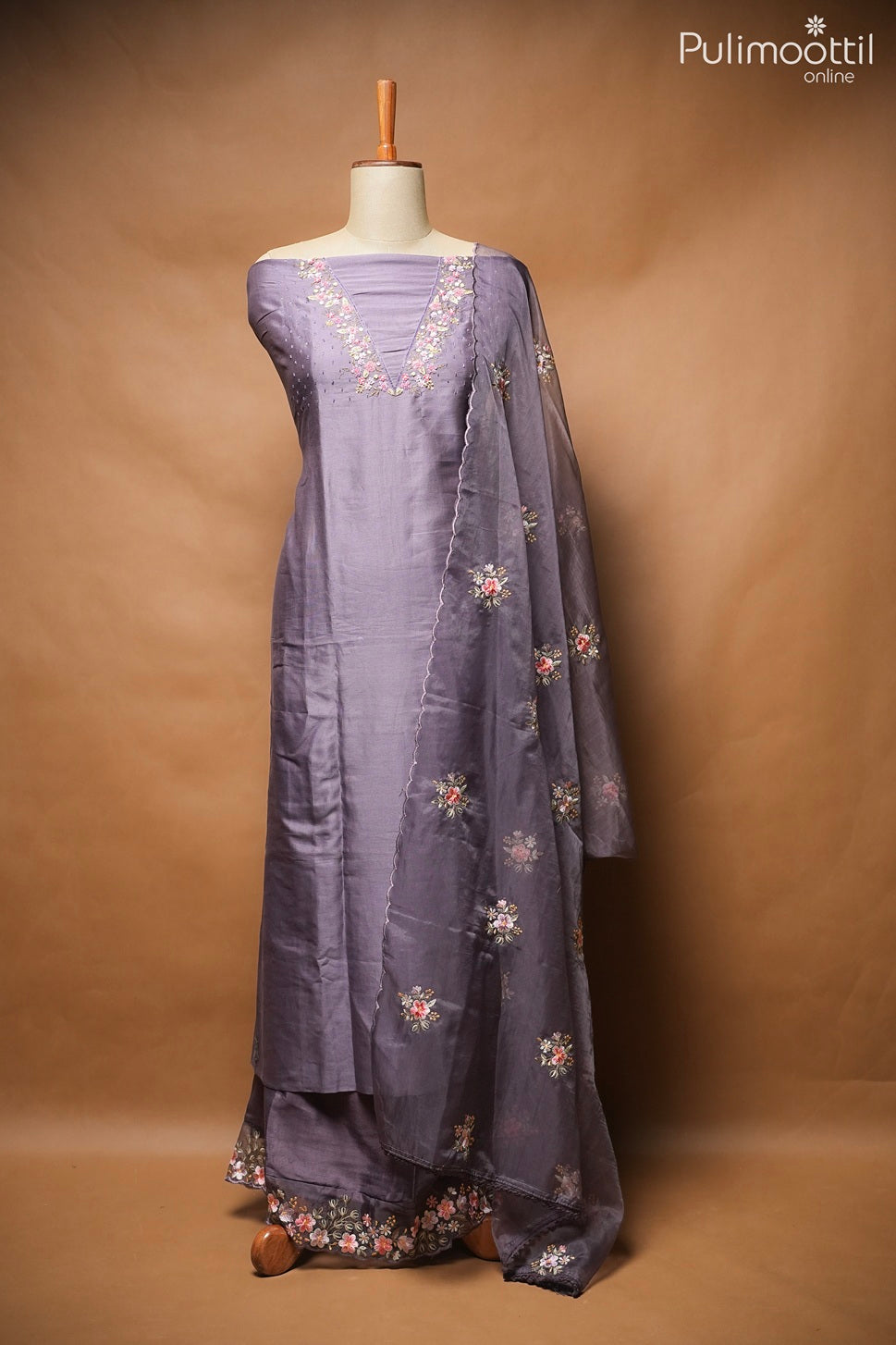 Dusty Purple Chanderi Unstitched Salwar Set