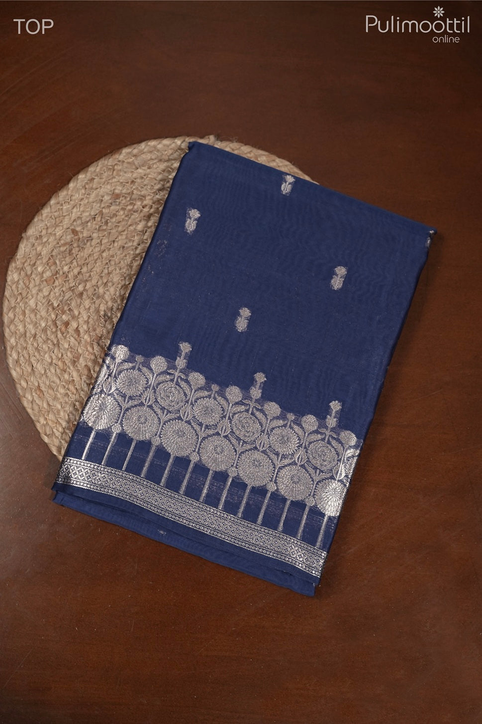 Blue Chanderi Silk Unstitched Salwar Set