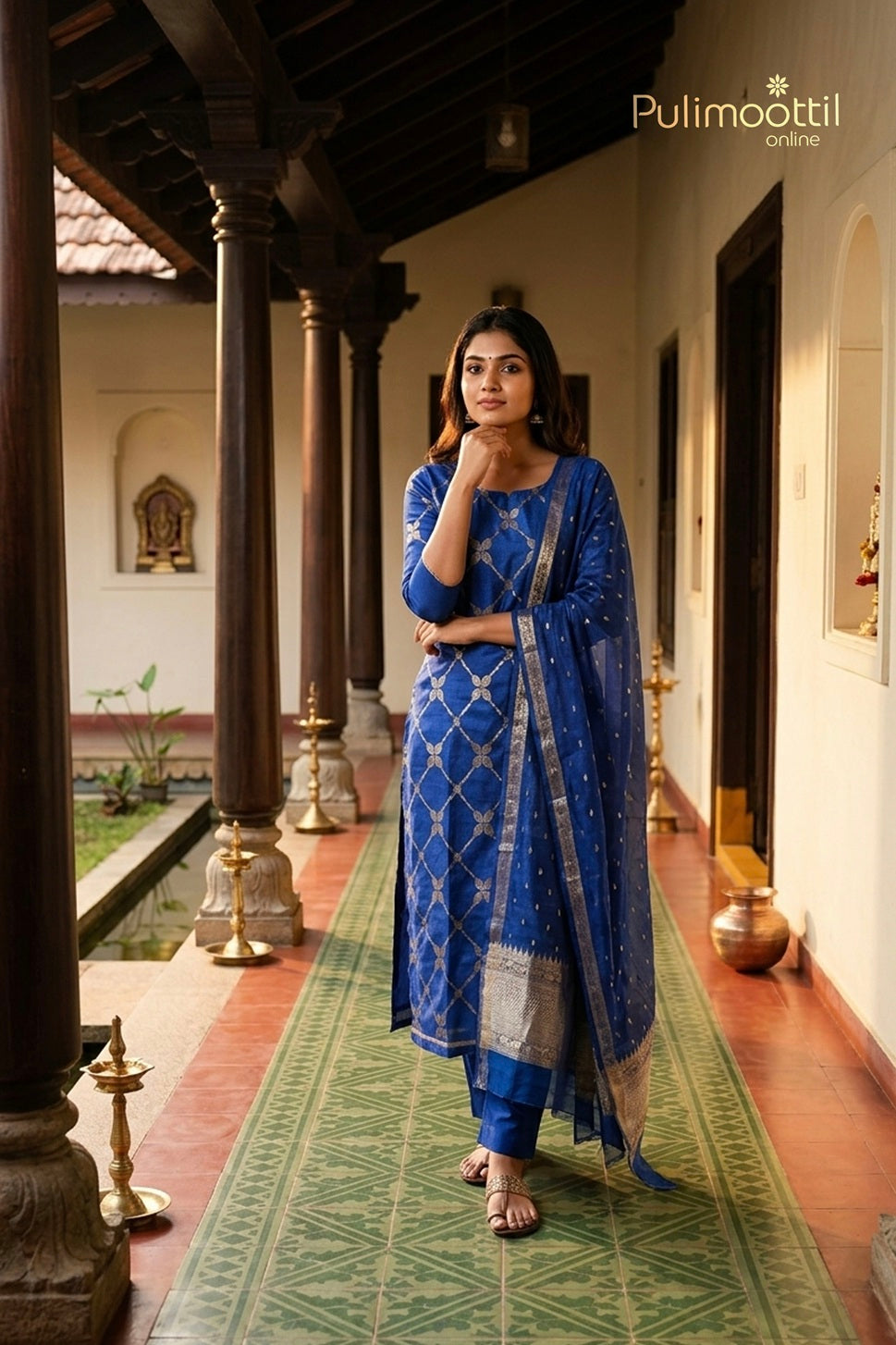 Blue Rose Silk Unstitched Salwar Set