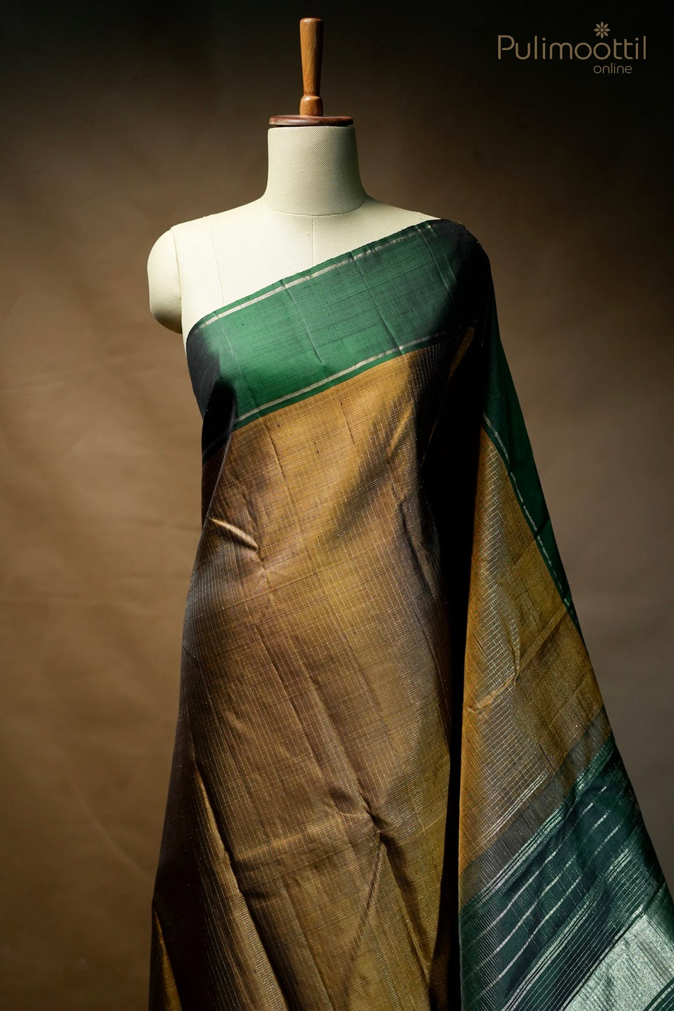 Caramel yellow-colored Kanchipuram soft silk saree