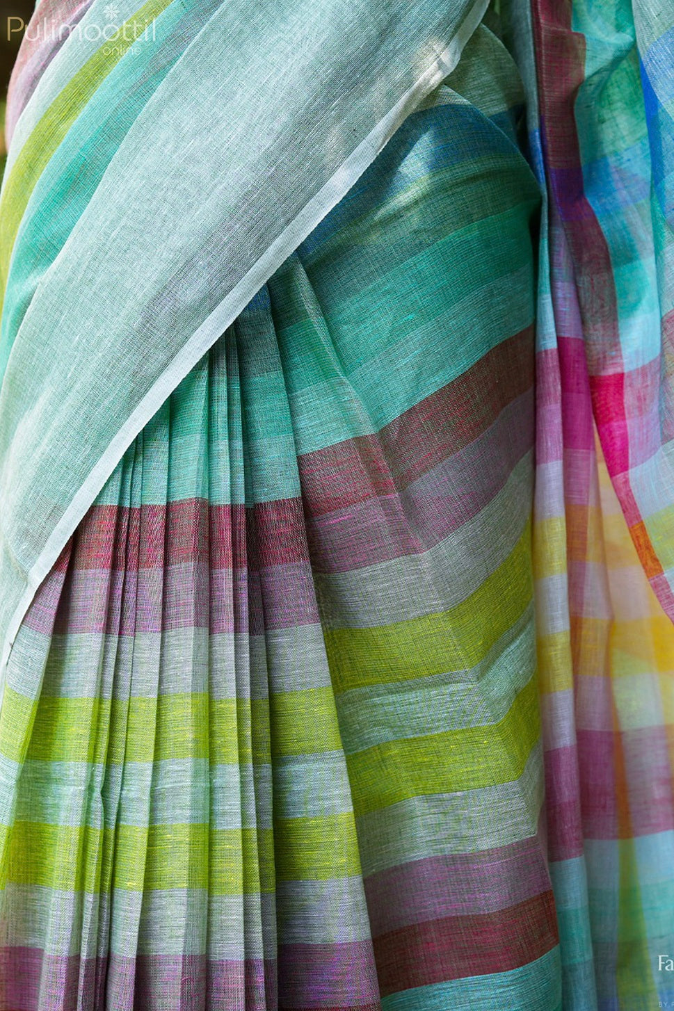 Multicolour Linen saree