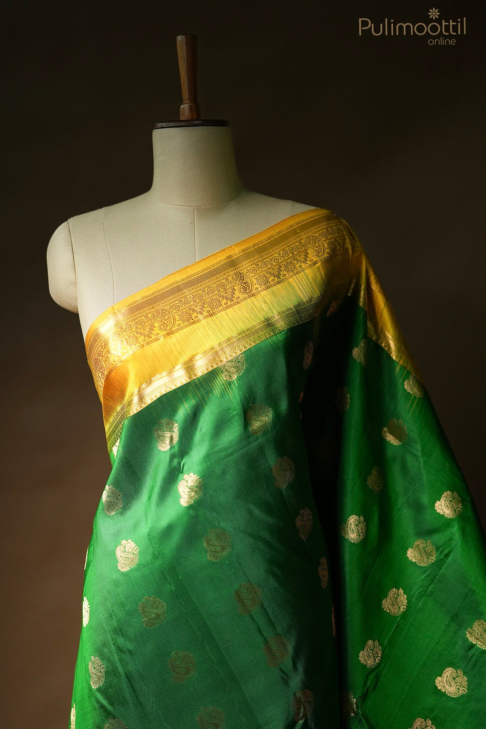 Green color Kanchipuram designer saree