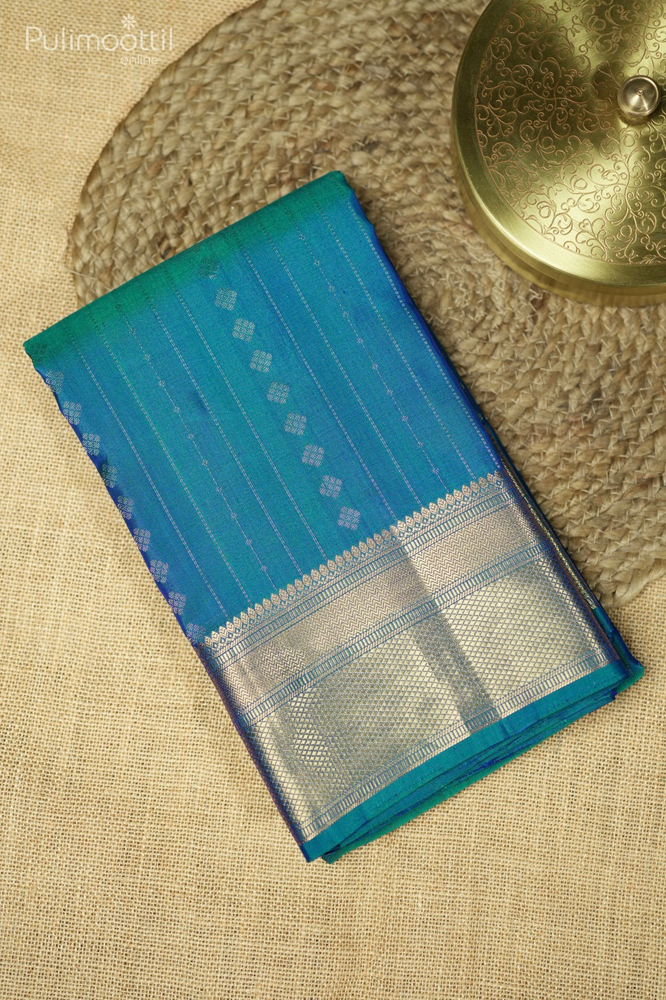 Sky Blue Colour Kanchipuram Soft Silk Saree.