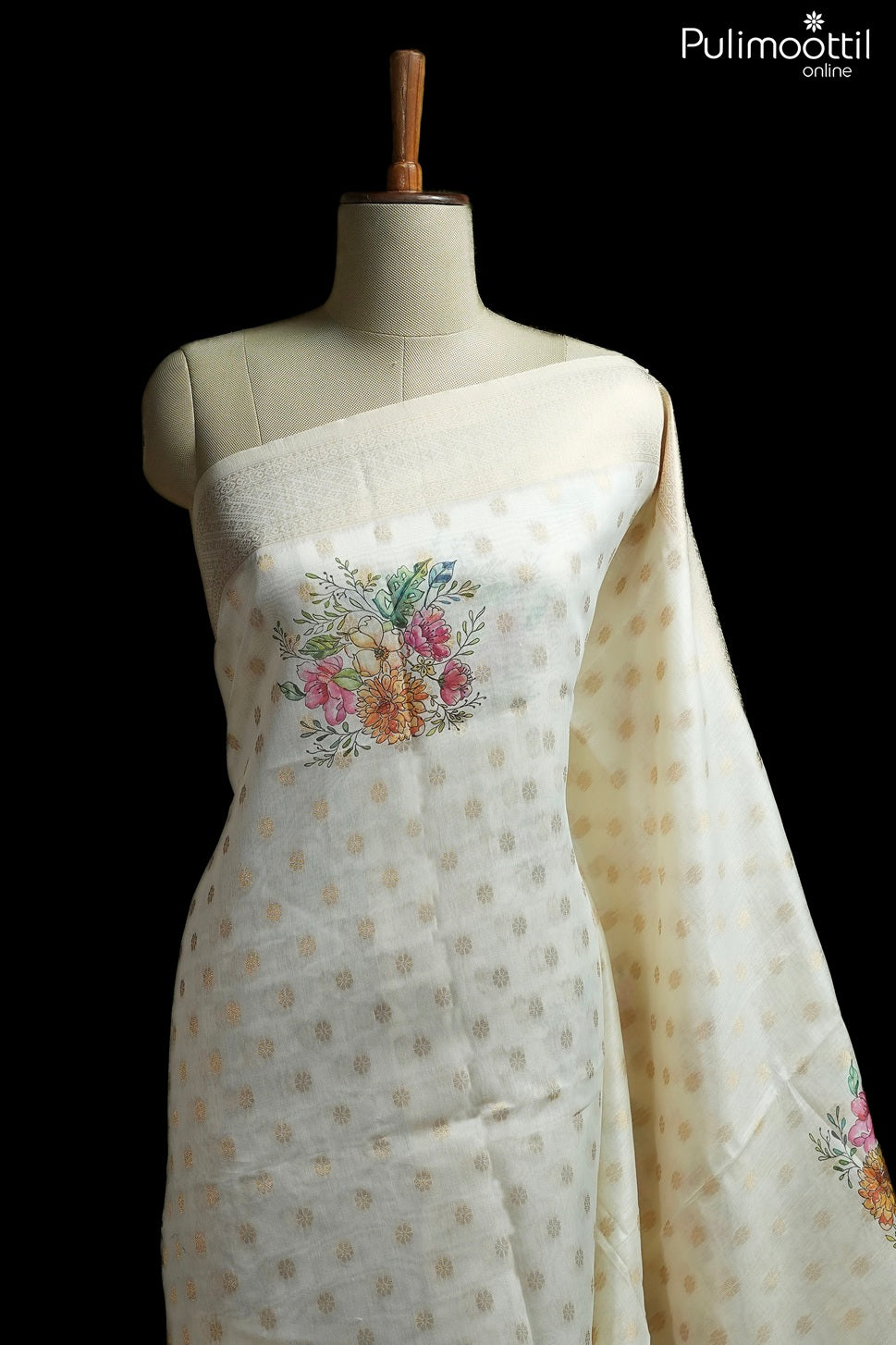 Off white color traditional fancy saree