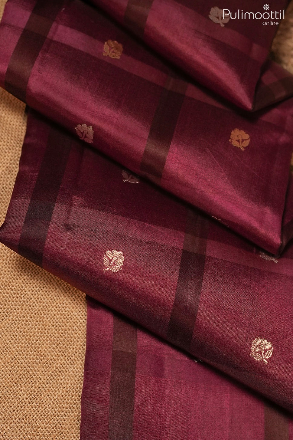 Wine red color Mango silk saree
