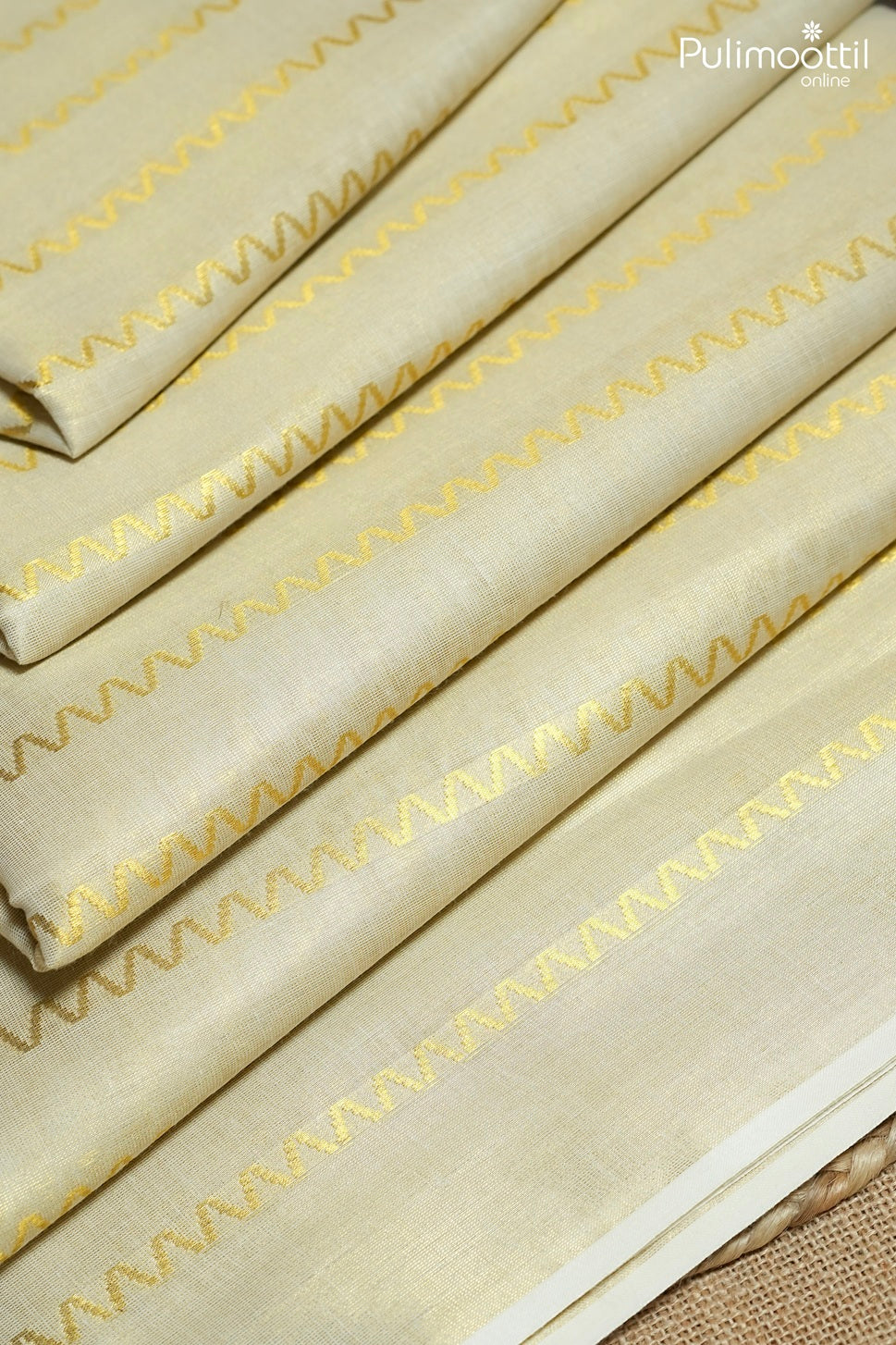 Kerala traditional golden tissue set saree