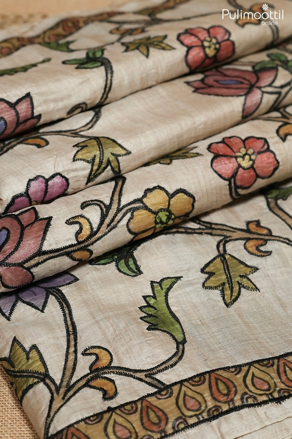 Ivory color jute silk saree