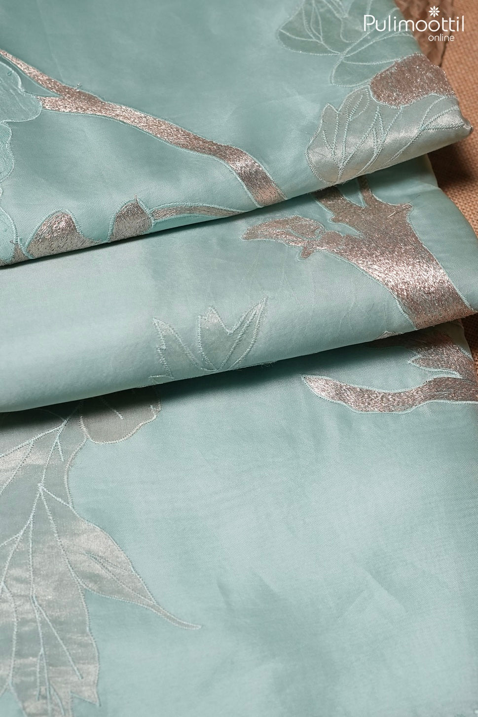 Light blue color organza saree