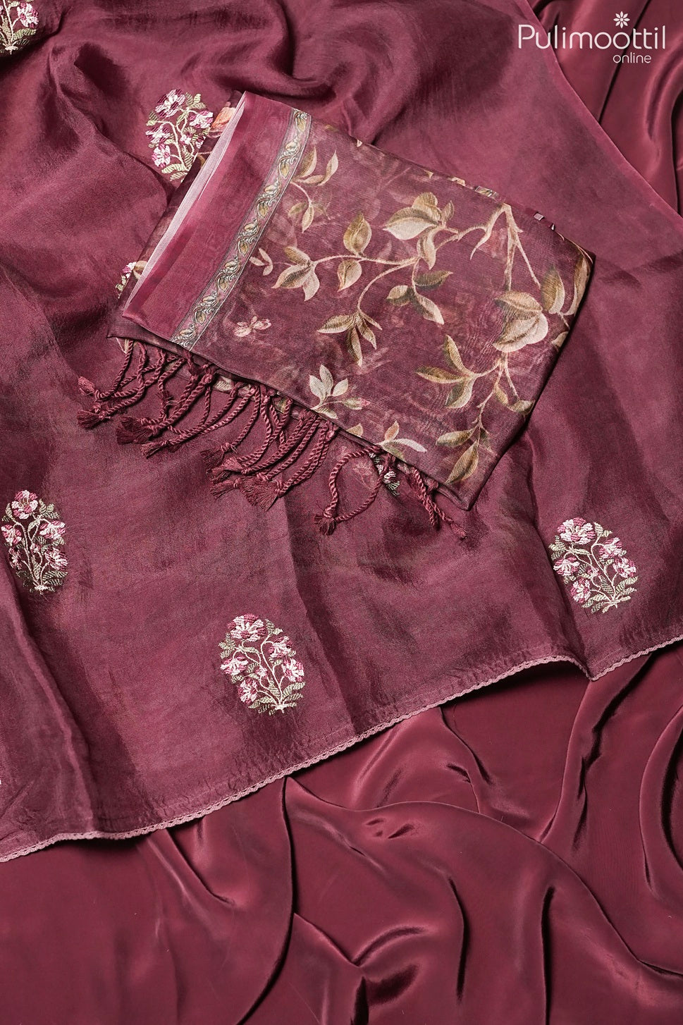 Purple Organza Unstitched Salwar Set