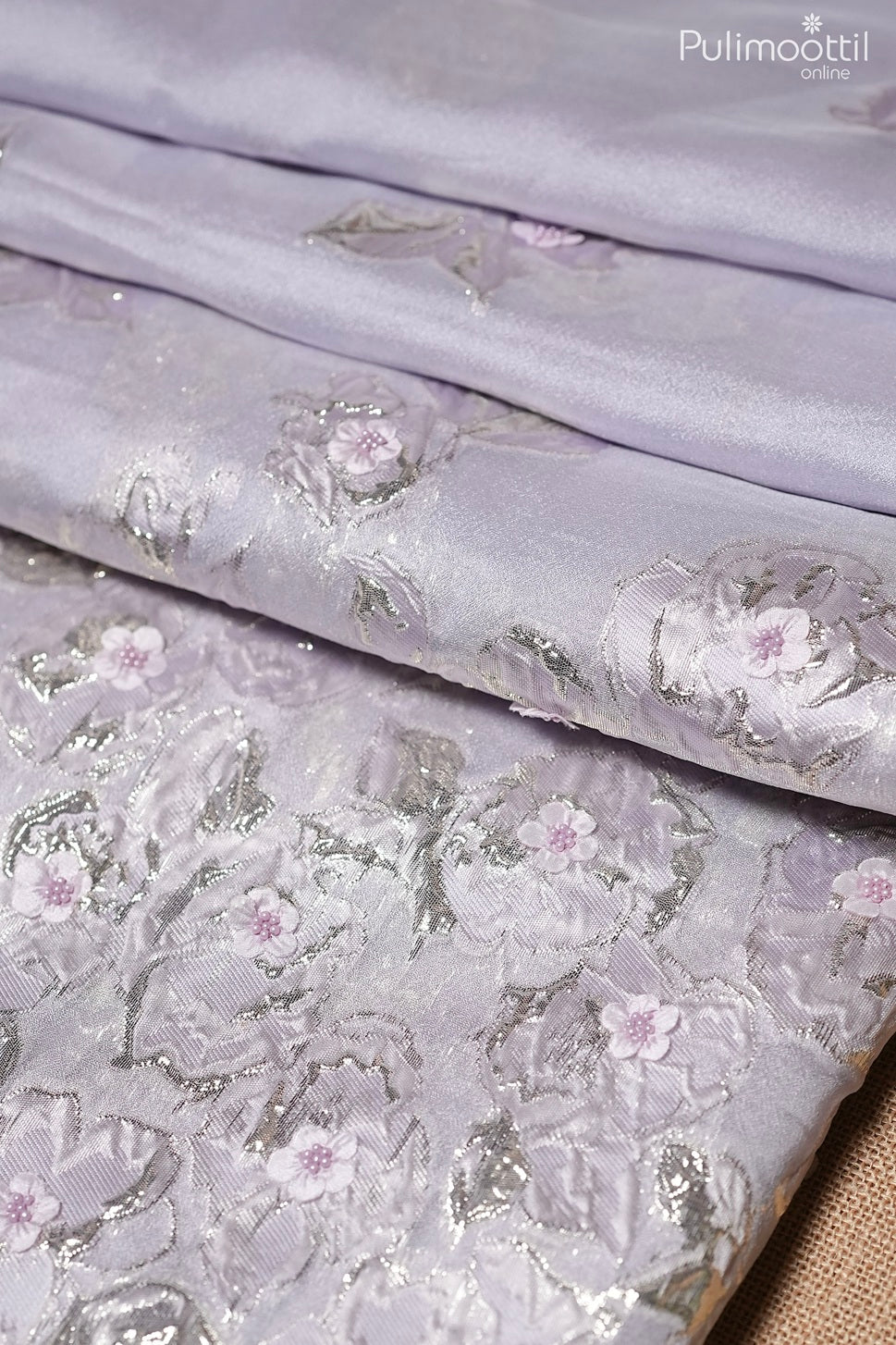 Lavender color Turkish organza fancy saree