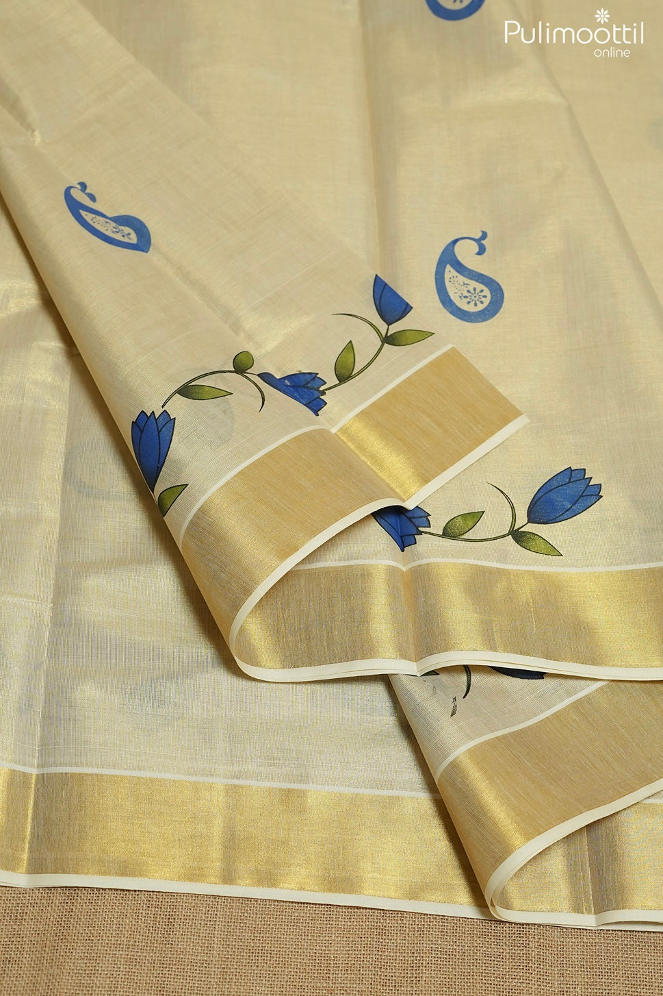 Kerala traditional golden tissue set saree