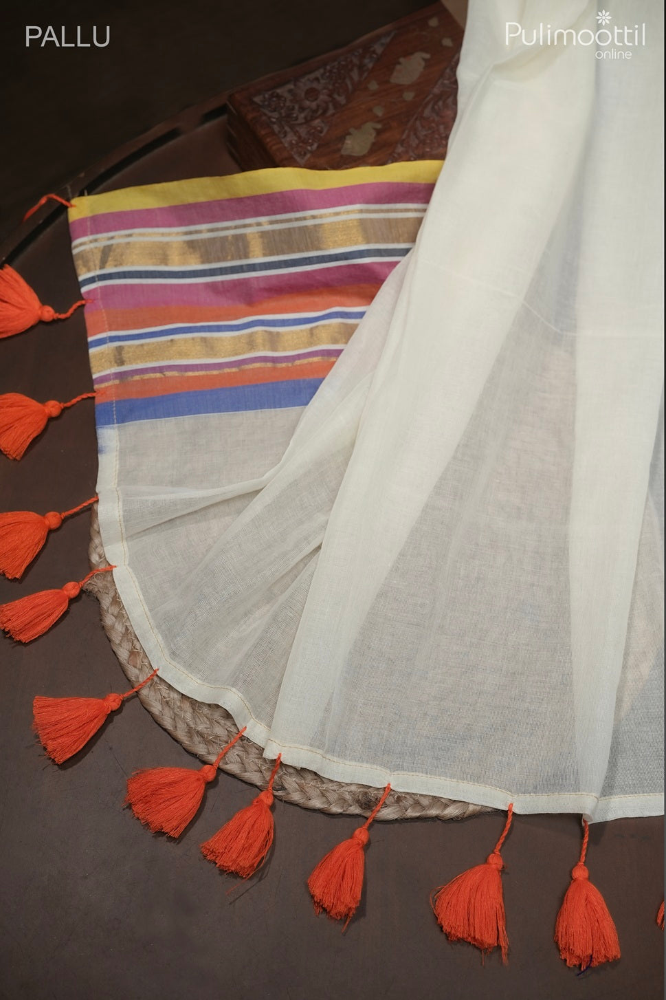 Off-white color Mul Cotton saree