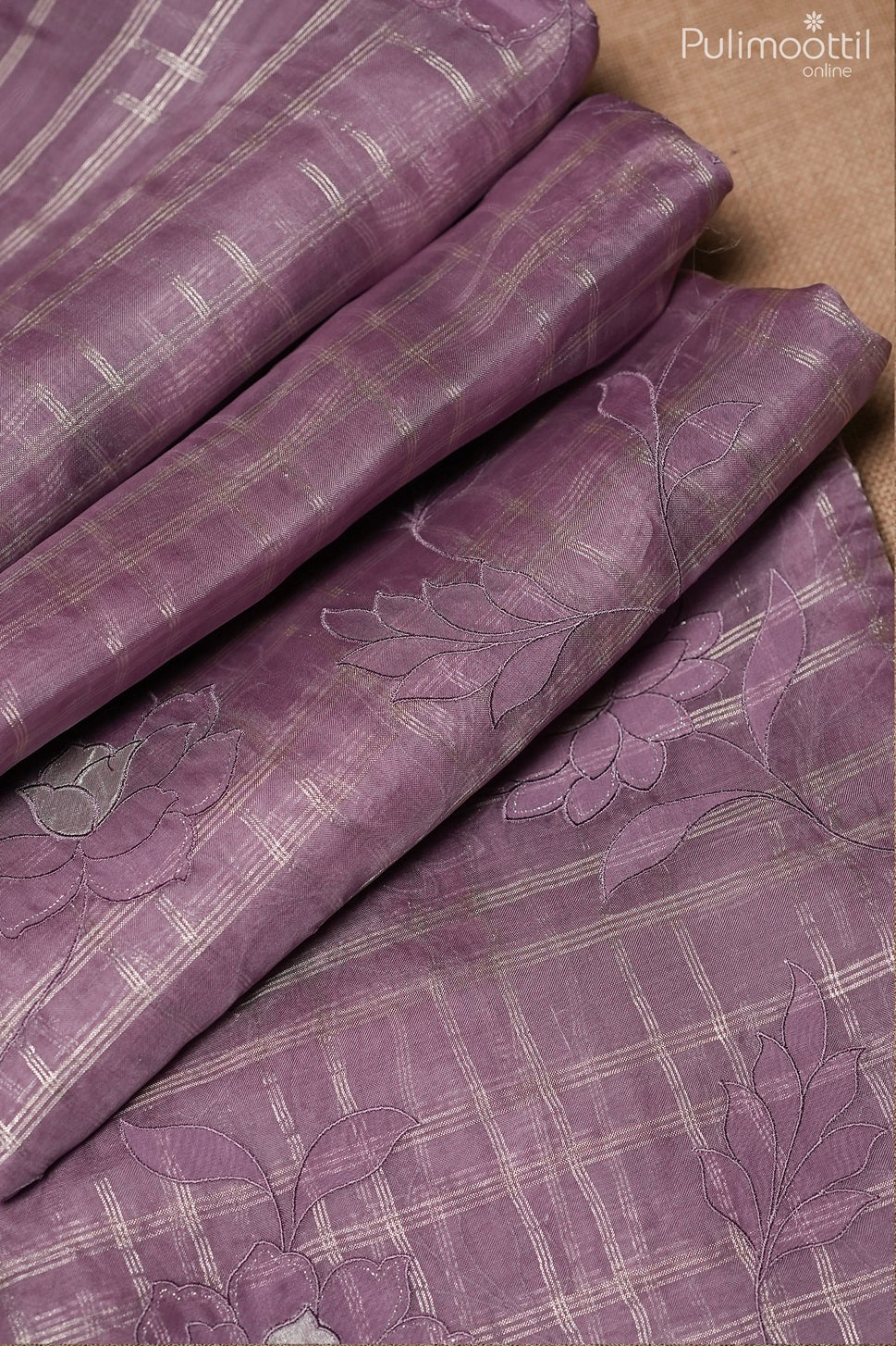 Lavender color organza saree