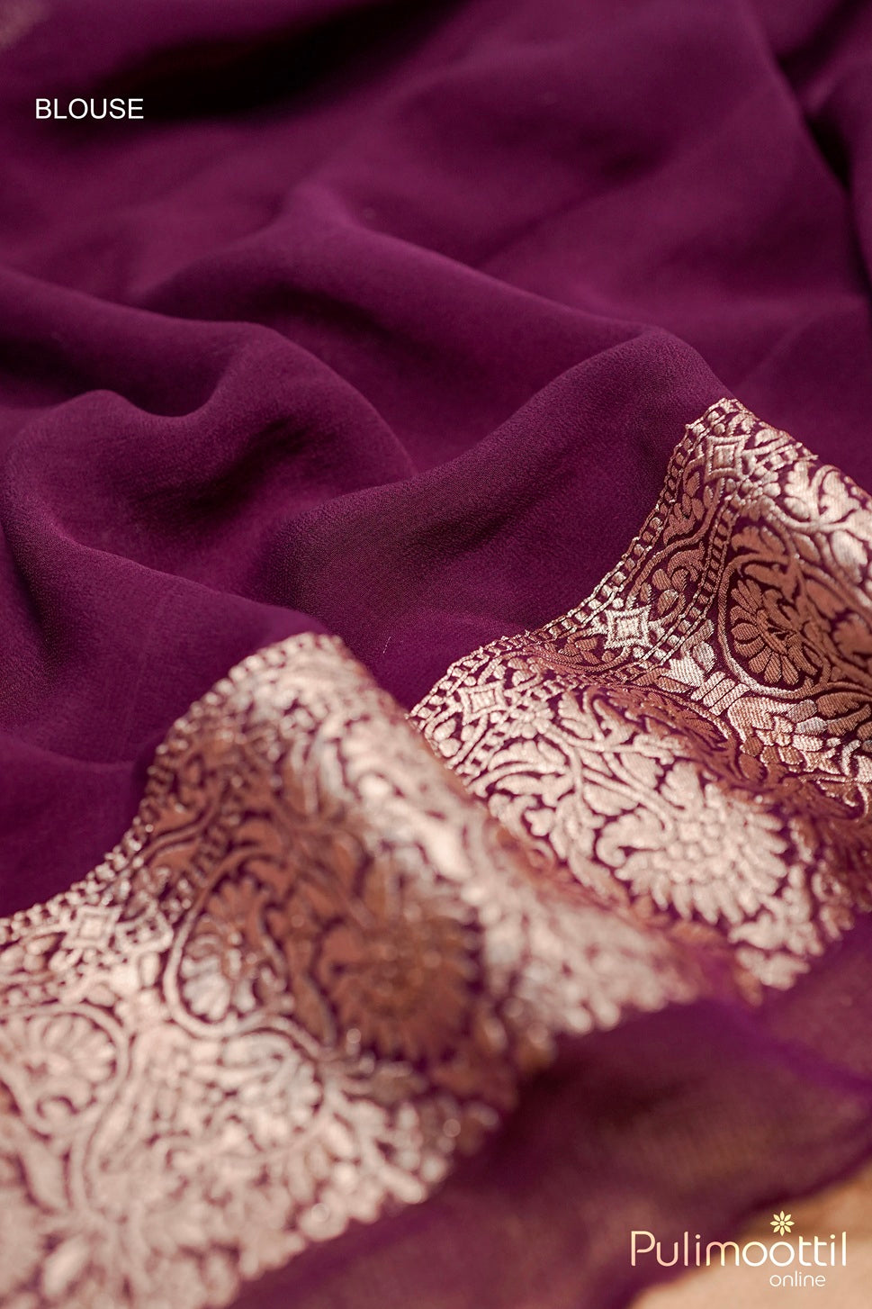 Purple Colour Georget Banarasi Saree.