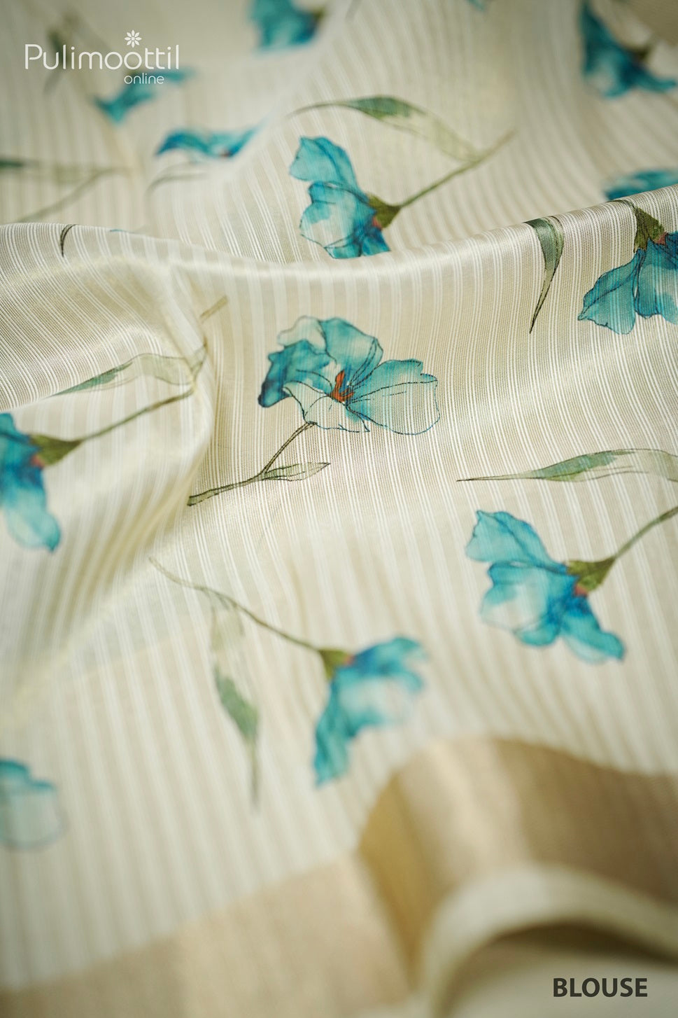 Cream Colour Kerala Golden Tissue Printed Fancy Saree.