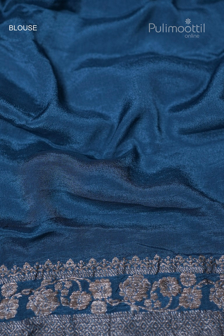 German Blue Colour Banarasi Saree