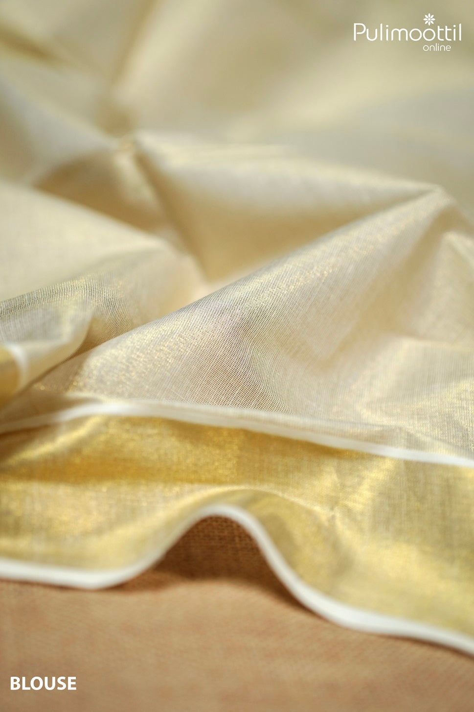 Kerala Golden Tissue Lotus Print Set Saree.