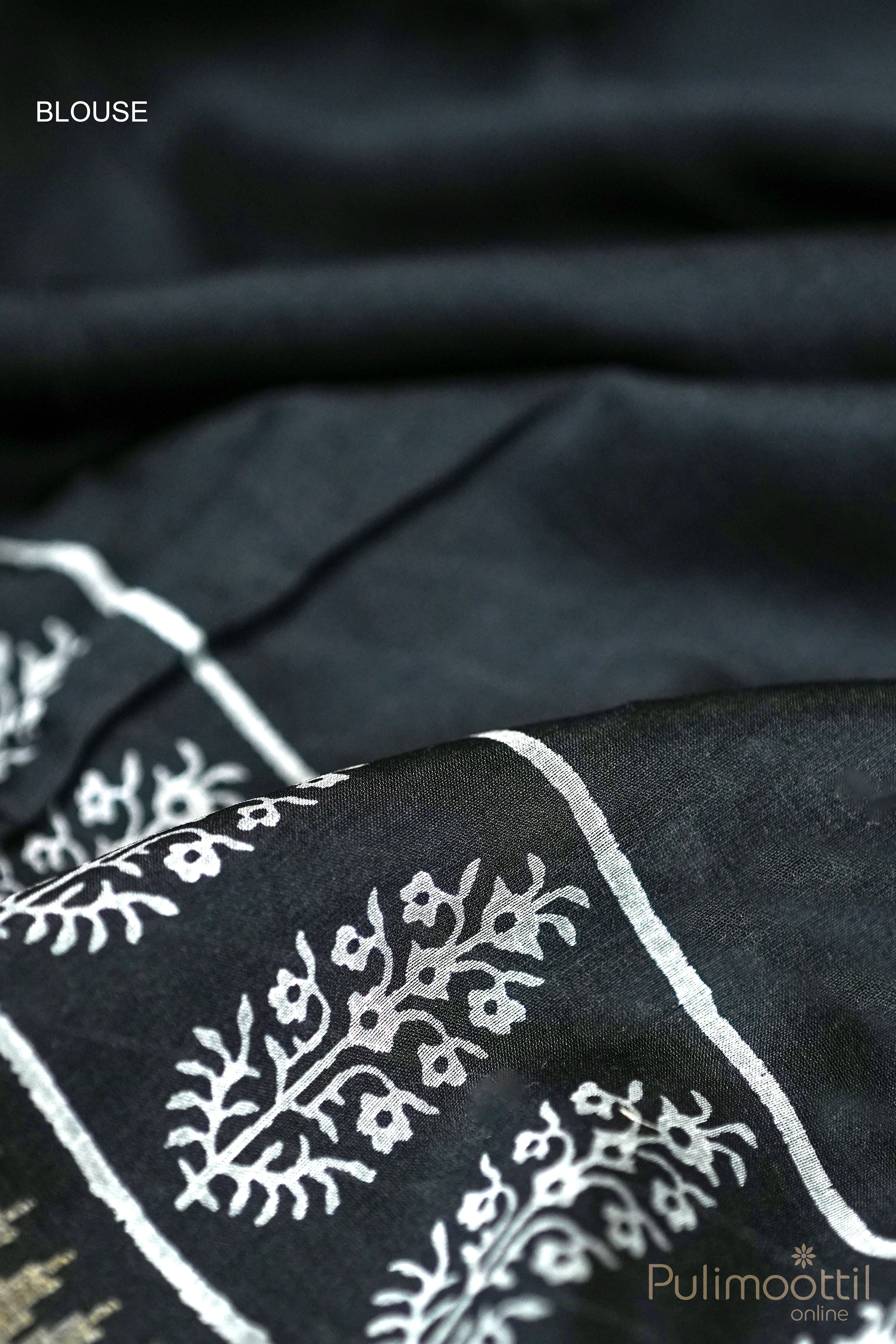 Black Chandheri Silk Saree.