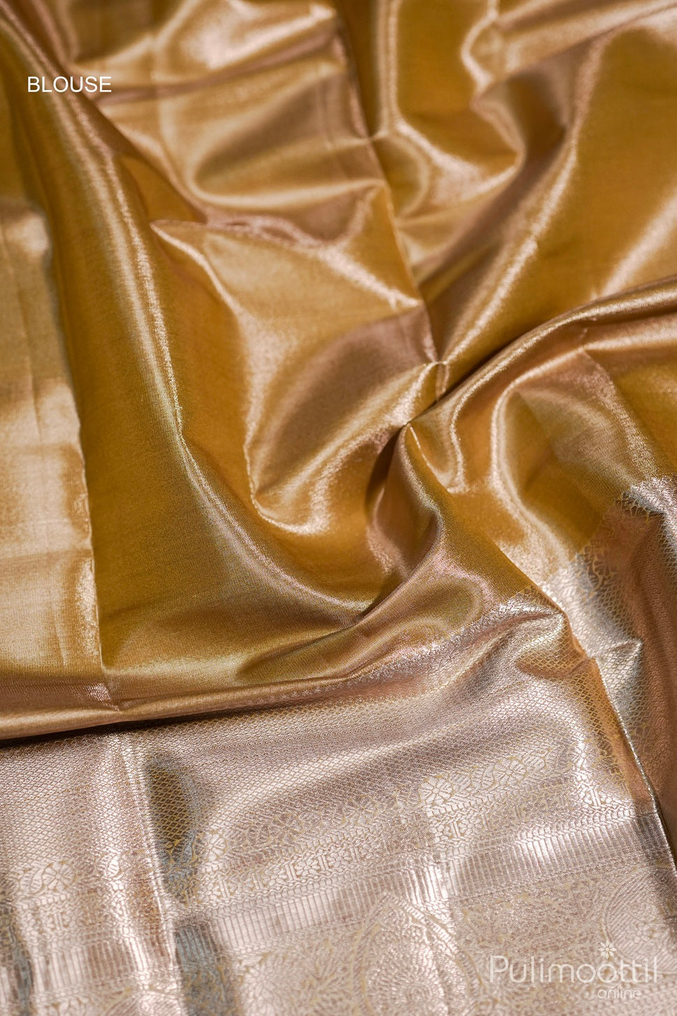 Golden Tissue Art Silk Wedding Saree.