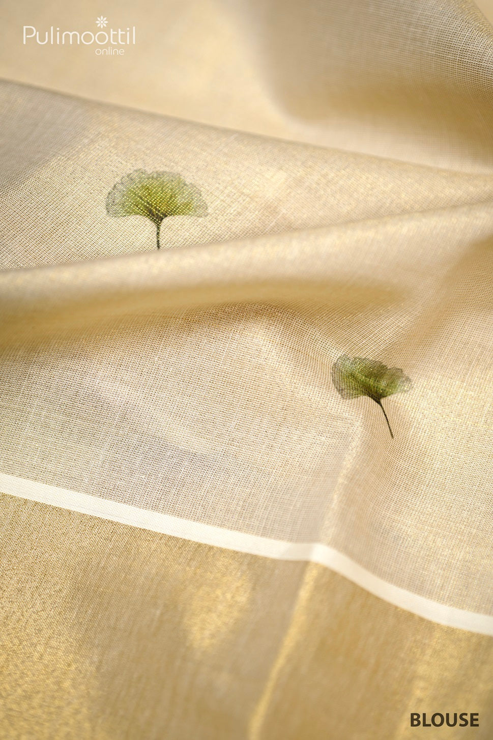 Cream Colour Kerala Golden Tissue Printed Set Saree.