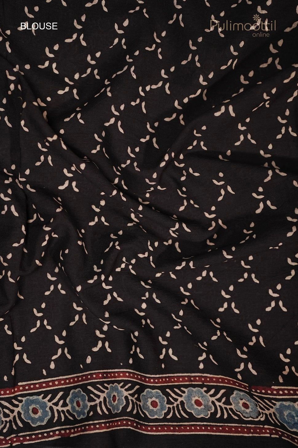 Black Colour Printed Cotton Saree.