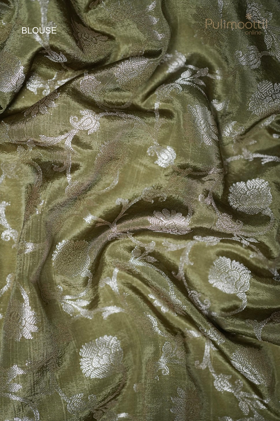 Olive Green Colour Chiniya Silk Fancy Saree