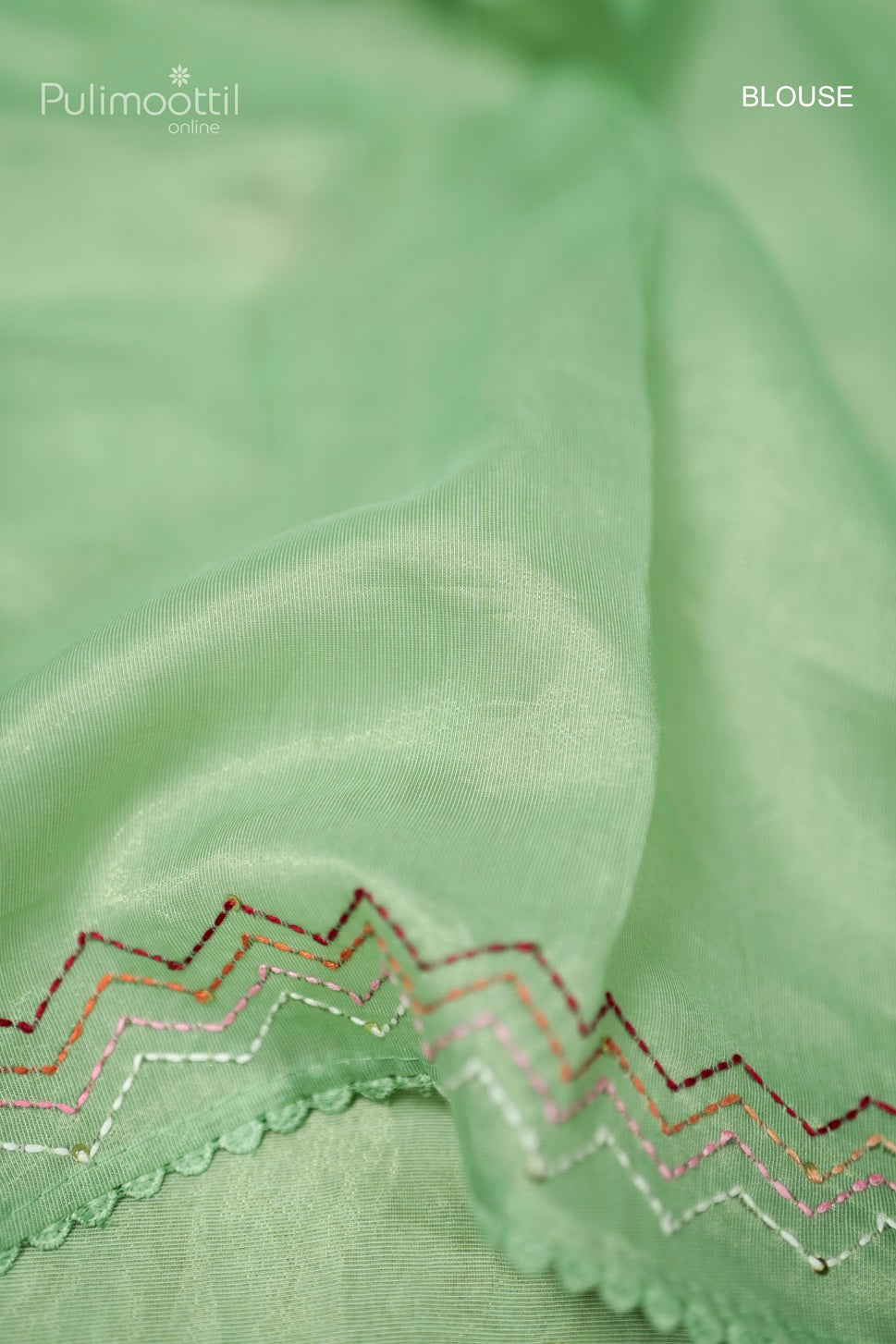 Mint Green Colour Hand Embroidery Organza Fancy Saree
