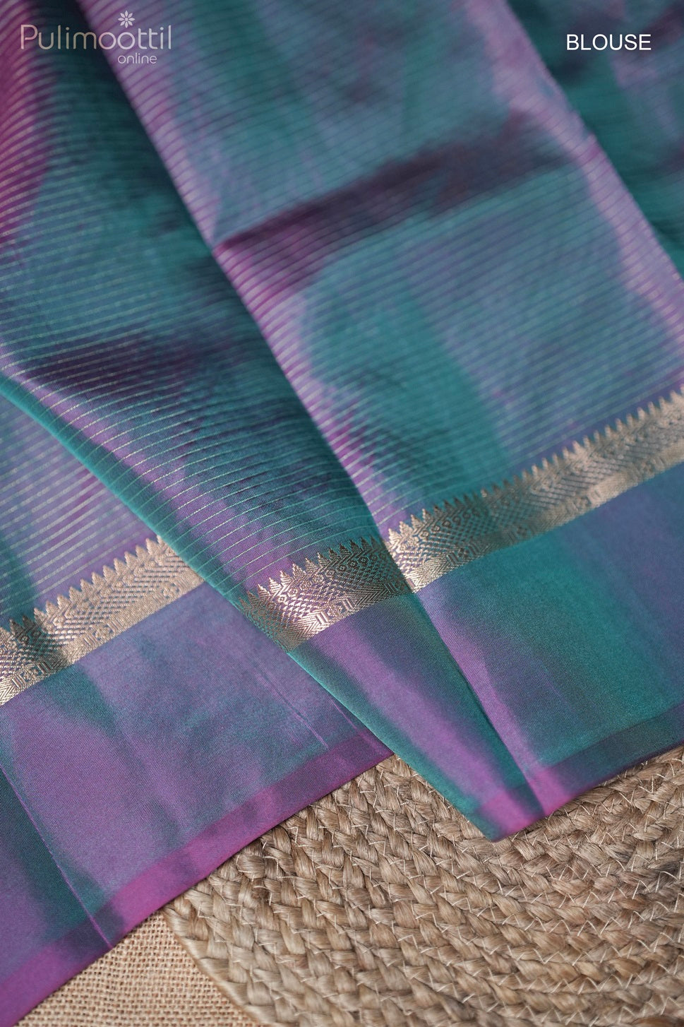Peacock green-colored Kanchipuram soft silk saree