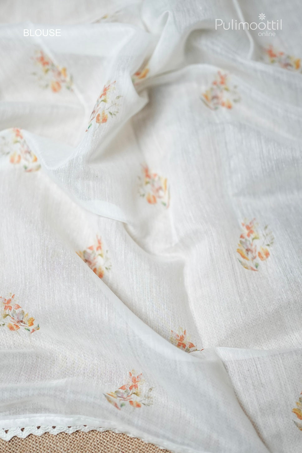 Off White Colour Floral Printed Fancy Saree