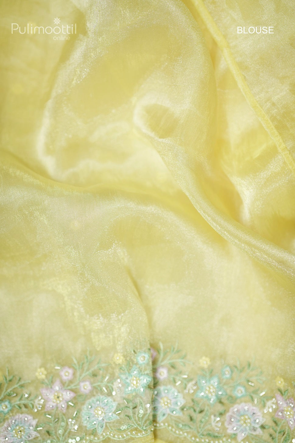 Pastel Yellow Colour Organza Fancy Saree