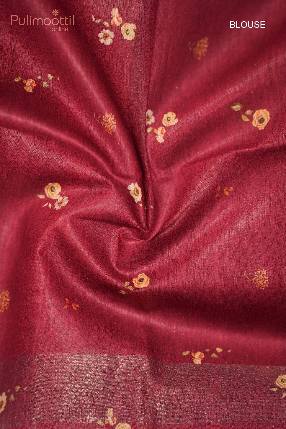 Maroon Colour Printed Tussar Silk Saree.