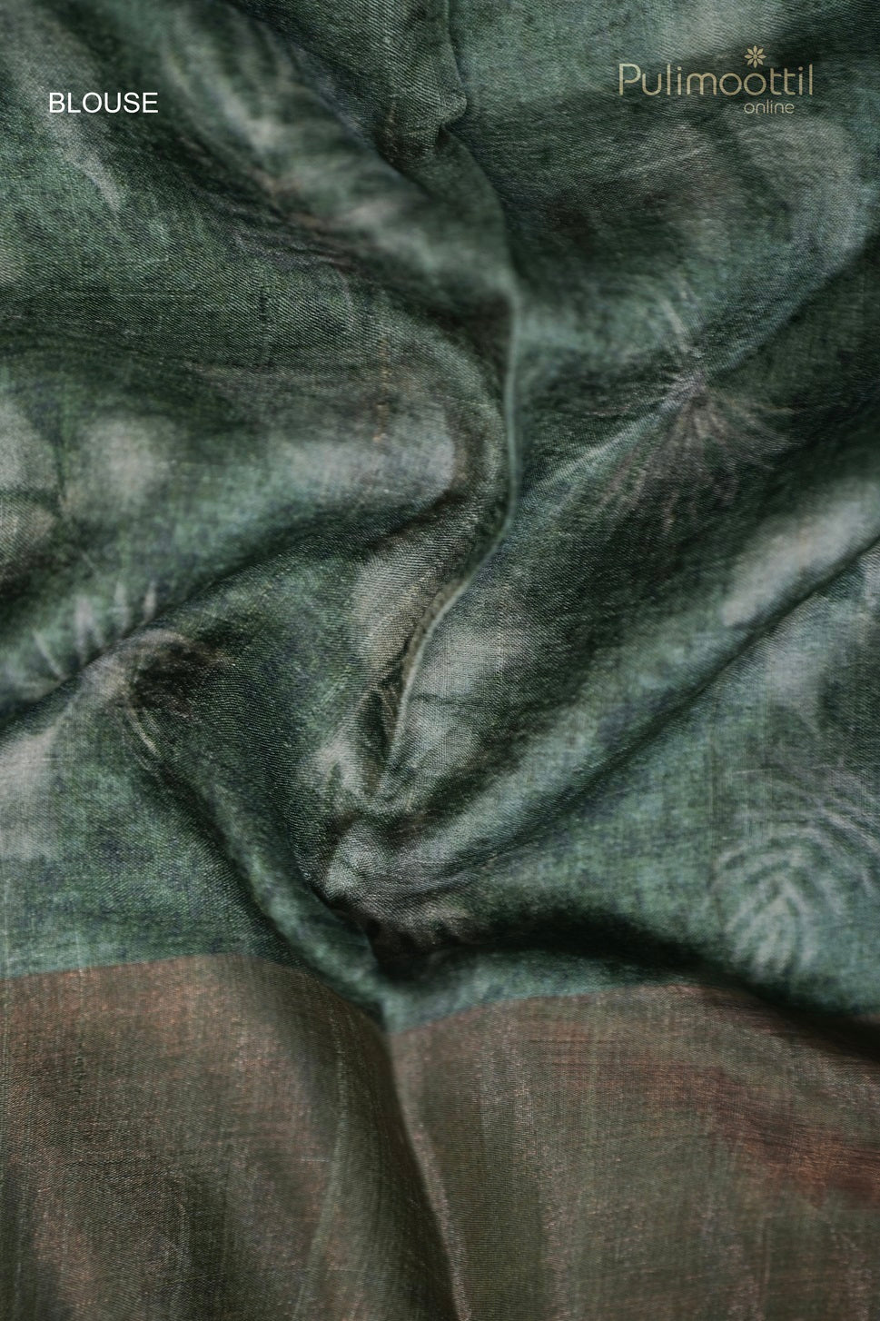 Bronze olive green Tussar Silk Saree