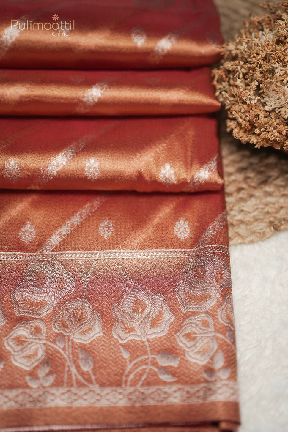 Red and Golden Tissue Banarasi Saree