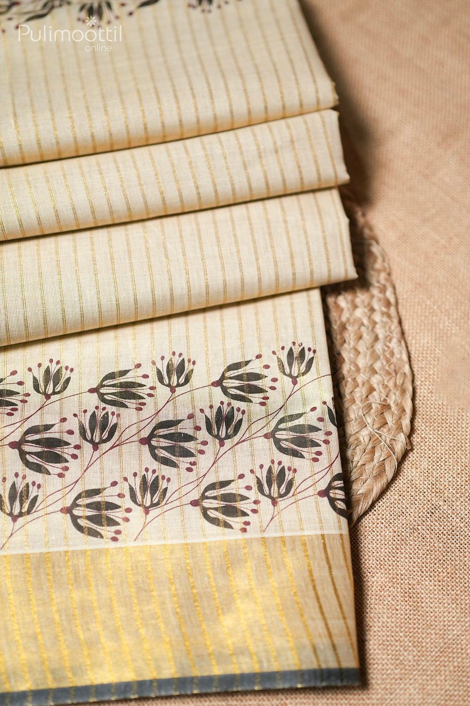 Kerala Traditional Golden Tissue Set Saree