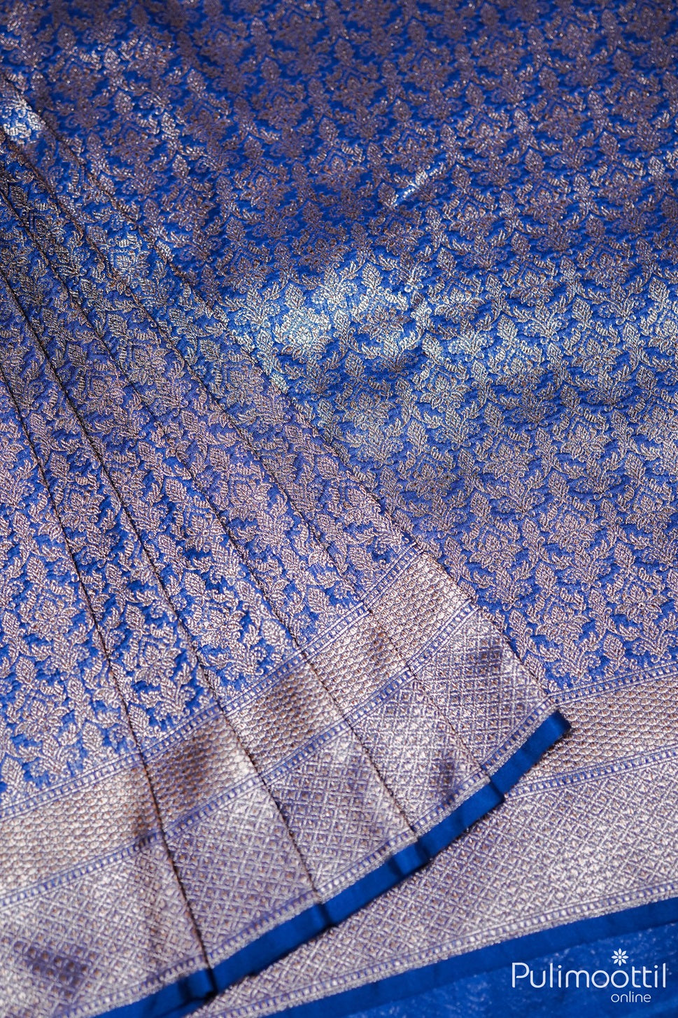 Navy Blue Colour Katan Banarasi Silk Saree.