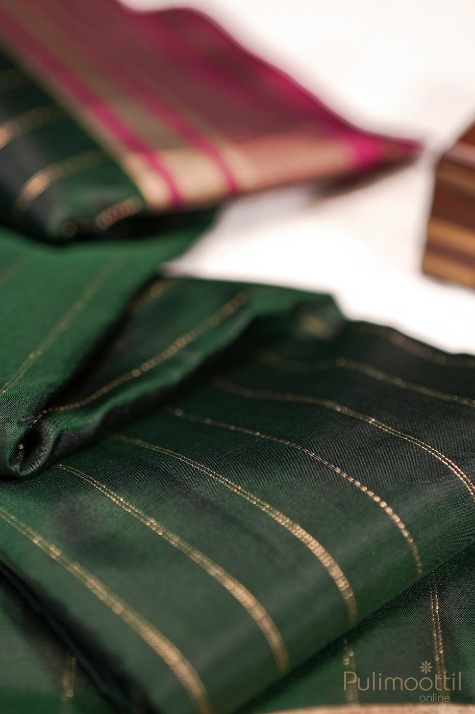 Bottle Green Colour Kanchipuram Soft Silk Saree.